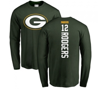 Football Green Bay Packers #12 Aaron Rodgers Green Backer Long Sleeve T-Shirt