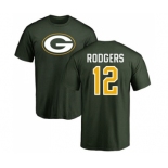 Football Green Bay Packers #12 Aaron Rodgers Green Name & Number Logo T-Shirt