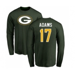 Football Green Bay Packers #17 Davante Adams Green Name & Number Logo Long Sleeve T-Shirt