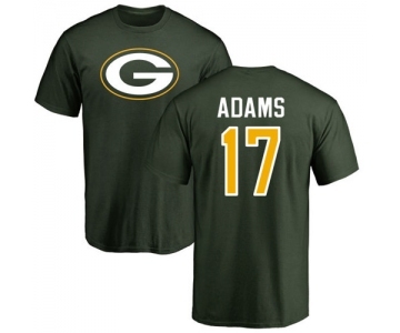 Football Green Bay Packers #17 Davante Adams Green Name & Number Logo T-Shirt