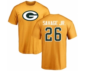 Football Green Bay Packers #26 Darnell Savage Jr. Gold Name & Number Logo T-Shirt