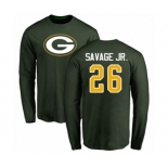 Football Green Bay Packers #26 Darnell Savage Jr. Green Name & Number Logo Long Sleeve T-Shirt