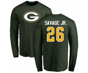 Football Green Bay Packers #26 Darnell Savage Jr. Green Name & Number Logo Long Sleeve T-Shirt