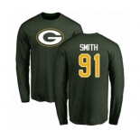 Football Green Bay Packers #91 Preston Smith Green Name & Number Logo Long Sleeve T-Shirt