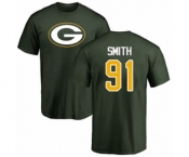 Football Green Bay Packers #91 Preston Smith Green Name & Number Logo T-Shirt