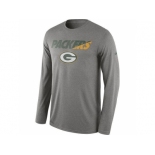 Men's Green Bay Packers Nike Heather Gray Legend Staff Practice Long Sleeves Performance T-Shirt