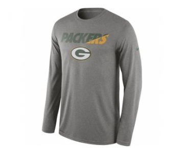 Men's Green Bay Packers Nike Heather Gray Legend Staff Practice Long Sleeves Performance T-Shirt