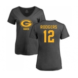 Football Women's Green Bay Packers #12 Aaron Rodgers Ash One Color T-Shirt