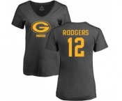 Football Women's Green Bay Packers #12 Aaron Rodgers Ash One Color T-Shirt