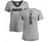 Football Women's Green Bay Packers #17 Davante Adams Ash Backer V-Neck T-Shirt