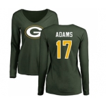 Football Women's Green Bay Packers #17 Davante Adams Green Name & Number Logo Long Sleeve T-Shirt