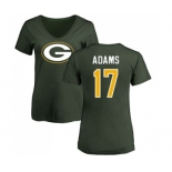 Football Women's Green Bay Packers #17 Davante Adams Green Name & Number Logo T-Shirt