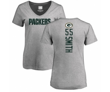 Football Women's Green Bay Packers #55 Za'Darius Smith Ash Backer V-Neck T-Shirt