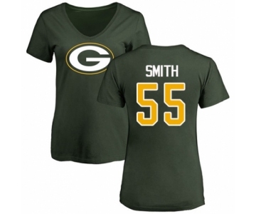 Football Women's Green Bay Packers #55 Za'Darius Smith Green Name & Number Logo T-Shirt