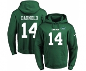 Football Men's New York Jets #14 Sam Darnold Green Name & Number Pullover Hoodie