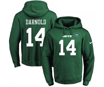 Football Men's New York Jets #14 Sam Darnold Green Name & Number Pullover Hoodie