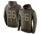 Football Men's New York Jets #26 Le'Veon Bell Green Salute To Service Pullover Hoodie