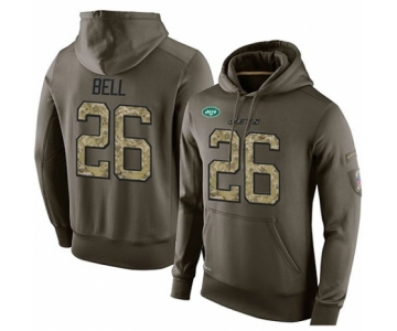 Football Men's New York Jets #26 Le'Veon Bell Green Salute To Service Pullover Hoodie