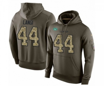 Football Men's New York Jets #44 Harvey Langi Green Salute To Service Pullover Hoodie