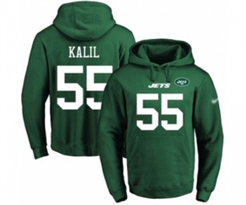 Football Men's New York Jets #55 Ryan Kalil Green Name & Number Pullover Hoodie