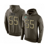 Football Men's New York Jets #55 Ryan Kalil Green Salute To Service Pullover Hoodie