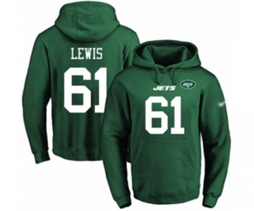 Football Men's New York Jets #61 Alex Lewis Green Name & Number Pullover Hoodie