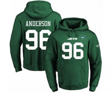 Football Men's New York Jets #96 Henry Anderson Green Name & Number Pullover Hoodie