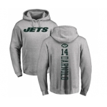 Football New York Jets #14 Sam Darnold Ash Backer Pullover Hoodie