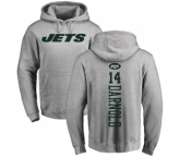 Football New York Jets #14 Sam Darnold Ash Backer Pullover Hoodie