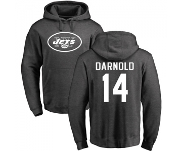 Football New York Jets #14 Sam Darnold Ash One Color Pullover Hoodie