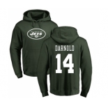 Football New York Jets #14 Sam Darnold Green Name & Number Logo Pullover Hoodie