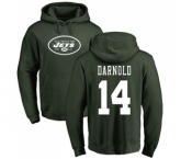 Football New York Jets #14 Sam Darnold Green Name & Number Logo Pullover Hoodie