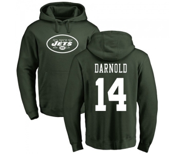 Football New York Jets #14 Sam Darnold Green Name & Number Logo Pullover Hoodie