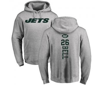 Football New York Jets #26 Le'Veon Bell Ash Backer Pullover Hoodie