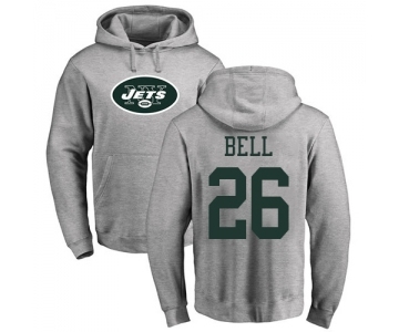 Football New York Jets #26 Le'Veon Bell Ash Name & Number Logo Pullover Hoodie