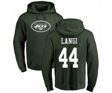 Football New York Jets #44 Harvey Langi Green Name & Number Logo Pullover Hoodie