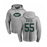 Football New York Jets #55 Ryan Kalil Ash Name & Number Logo Pullover Hoodie