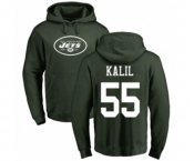 Football New York Jets #55 Ryan Kalil Green Name & Number Logo Pullover Hoodie