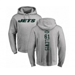 Football New York Jets #61 Alex Lewis Ash Backer Pullover Hoodie