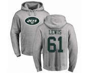 Football New York Jets #61 Alex Lewis Ash Name & Number Logo Pullover Hoodie