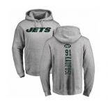 Football New York Jets #91 Bronson Kaufusi Ash Backer Pullover Hoodie