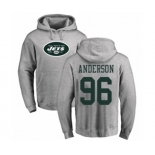 Football New York Jets #96 Henry Anderson Ash Name & Number Logo Pullover Hoodie