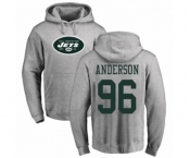 Football New York Jets #96 Henry Anderson Ash Name & Number Logo Pullover Hoodie