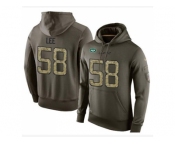 Men New York Jets #58 Darron Lee Stitched Green Olive Salute To Service KO Performance Hoodie