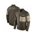 Men New York Jets Nike Olive Salute to Service Sideline Hybrid Half-Zip Pullover Jacket