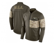 Men New York Jets Nike Olive Salute to Service Sideline Hybrid Half-Zip Pullover Jacket