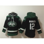 Men's New York Jets #12 Joe Namath Black Ageless Must-Have Lace-Up Pullover Hoodie