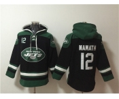 Men's New York Jets #12 Joe Namath Black Ageless Must-Have Lace-Up Pullover Hoodie