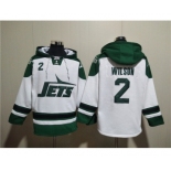 Men's New York Jets #2 Zach Wilson White Ageless Must-Have Lace-Up Pullover Hoodie