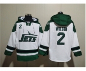 Men's New York Jets #2 Zach Wilson White Ageless Must-Have Lace-Up Pullover Hoodie